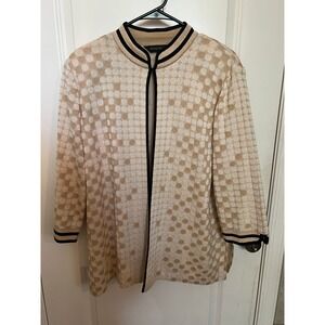 Ming Wang Cream Jacket with Black Trim